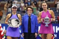 Jessica Pegula, Billie Jean King and Aryna Sabalenka at the 2024 US Open - Source: Getty